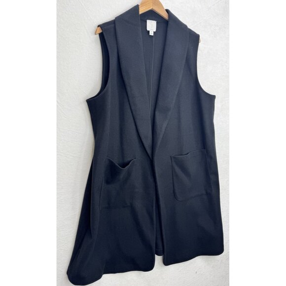 Joie Women's Black Midi Blazer Vest Open Size 2X Pockets Plus - Picture 10 of 11